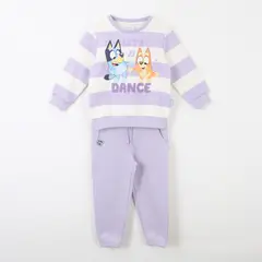 BLUEY - Conjunto Buzo Niña Rayas Lets Dance Morado Bingo &
