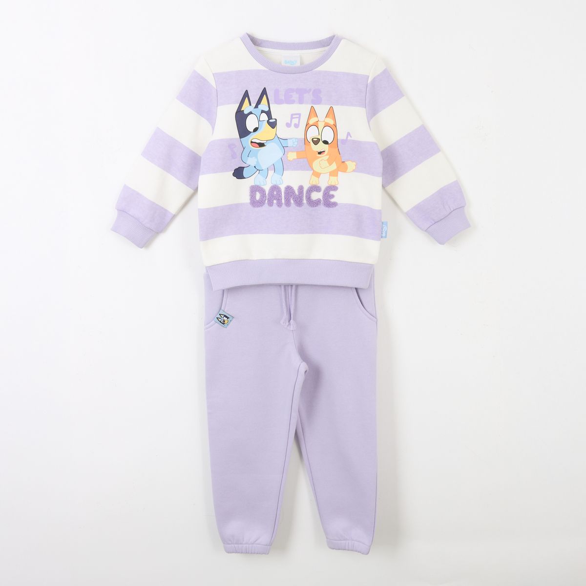 BLUEY - Conjunto Buzo Niña Rayas Lets Dance Morado Bingo & Bluey