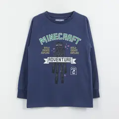 MINECRAFT - Polera Manga Larga Niño Adventure Ender Man Azul