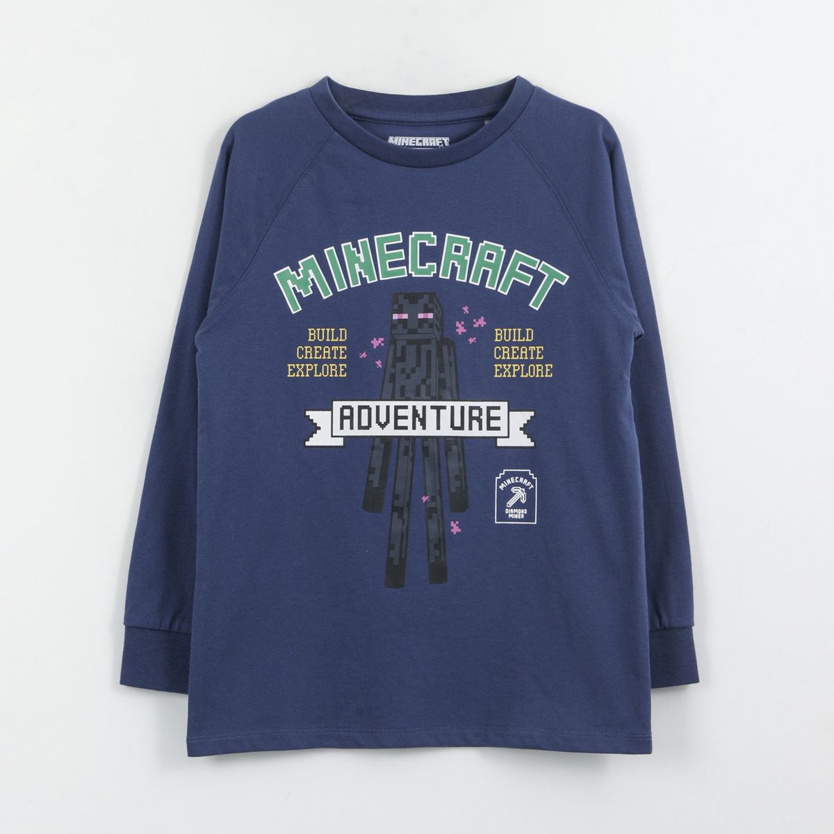 MINECRAFT - Polera Manga Larga Niño Adventure Ender Man Azul Minecraft