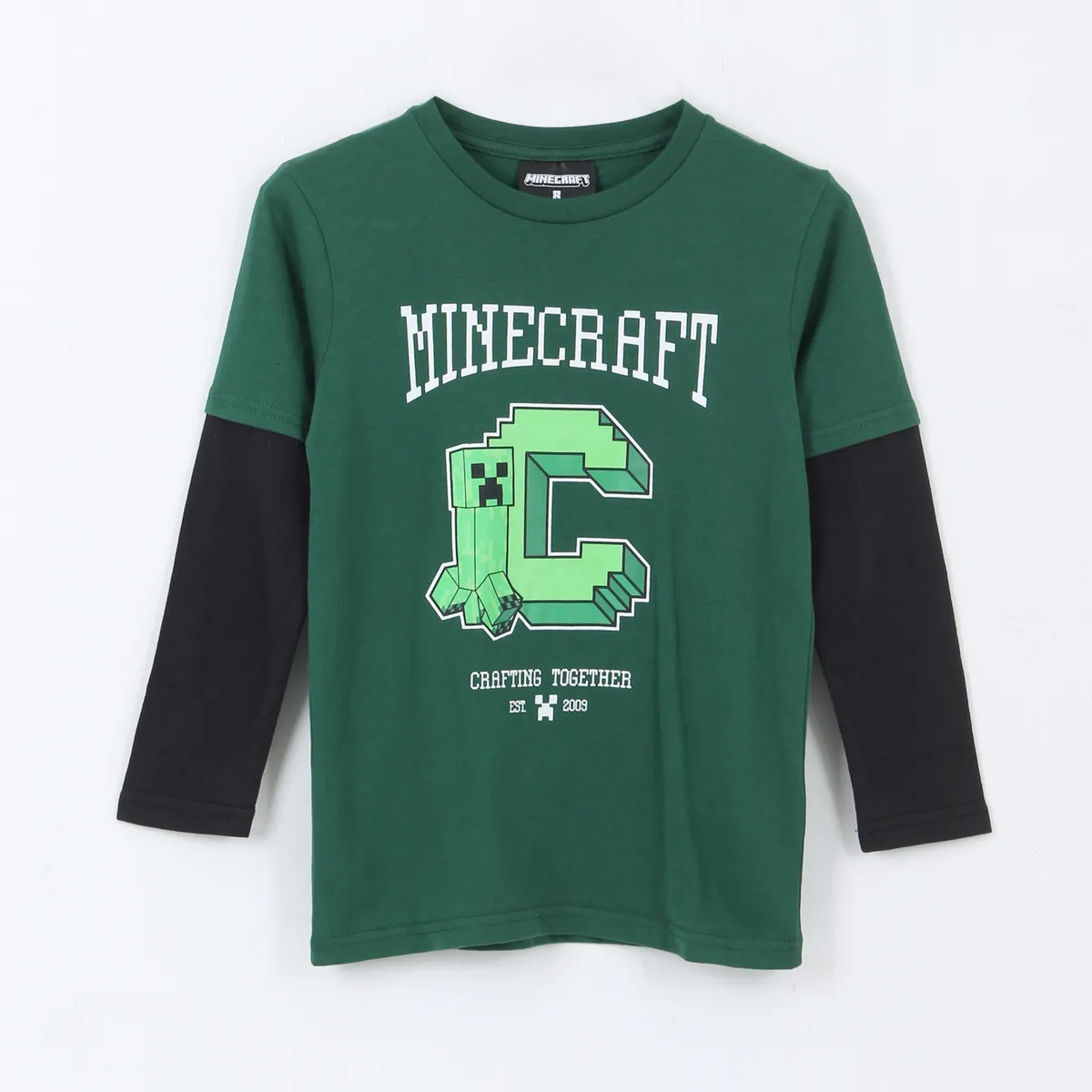 MINECRAFT - Polera Doble Manga Niño Creeper Verde Minecraft
