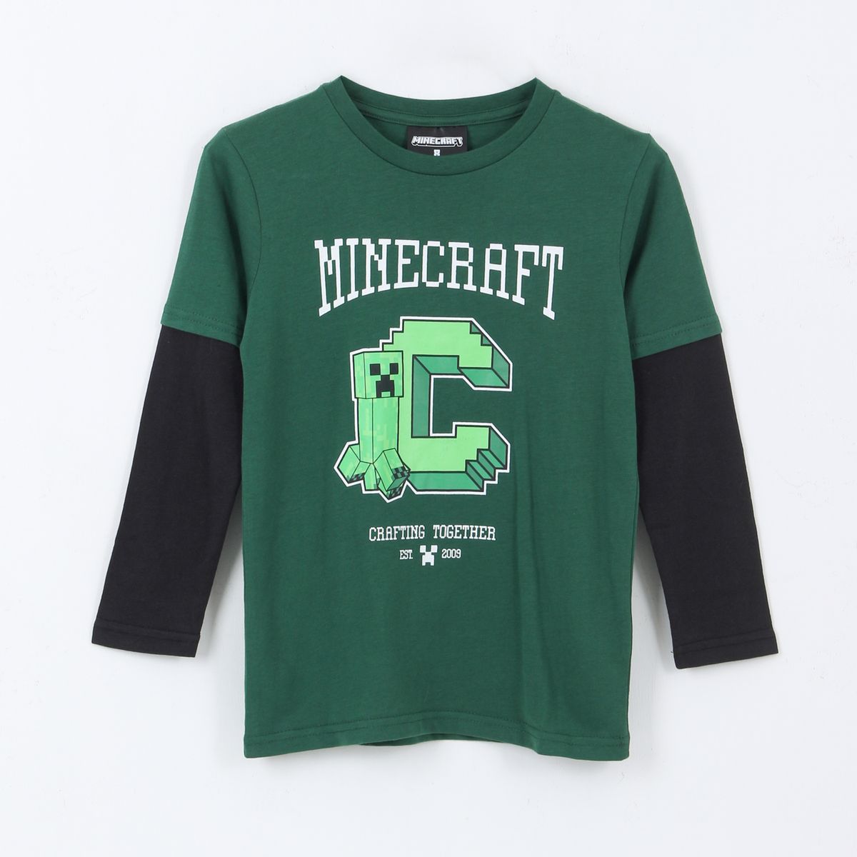 MINECRAFT - Polera Doble Manga Niño Creeper Verde Minecraft