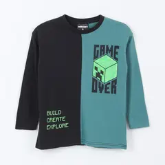 MINECRAFT - Polera Manga Larga Niño Game Over Negro