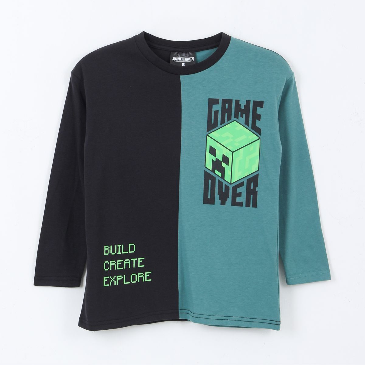 MINECRAFT - Polera Manga Larga Niño Game Over Negro Minecraft