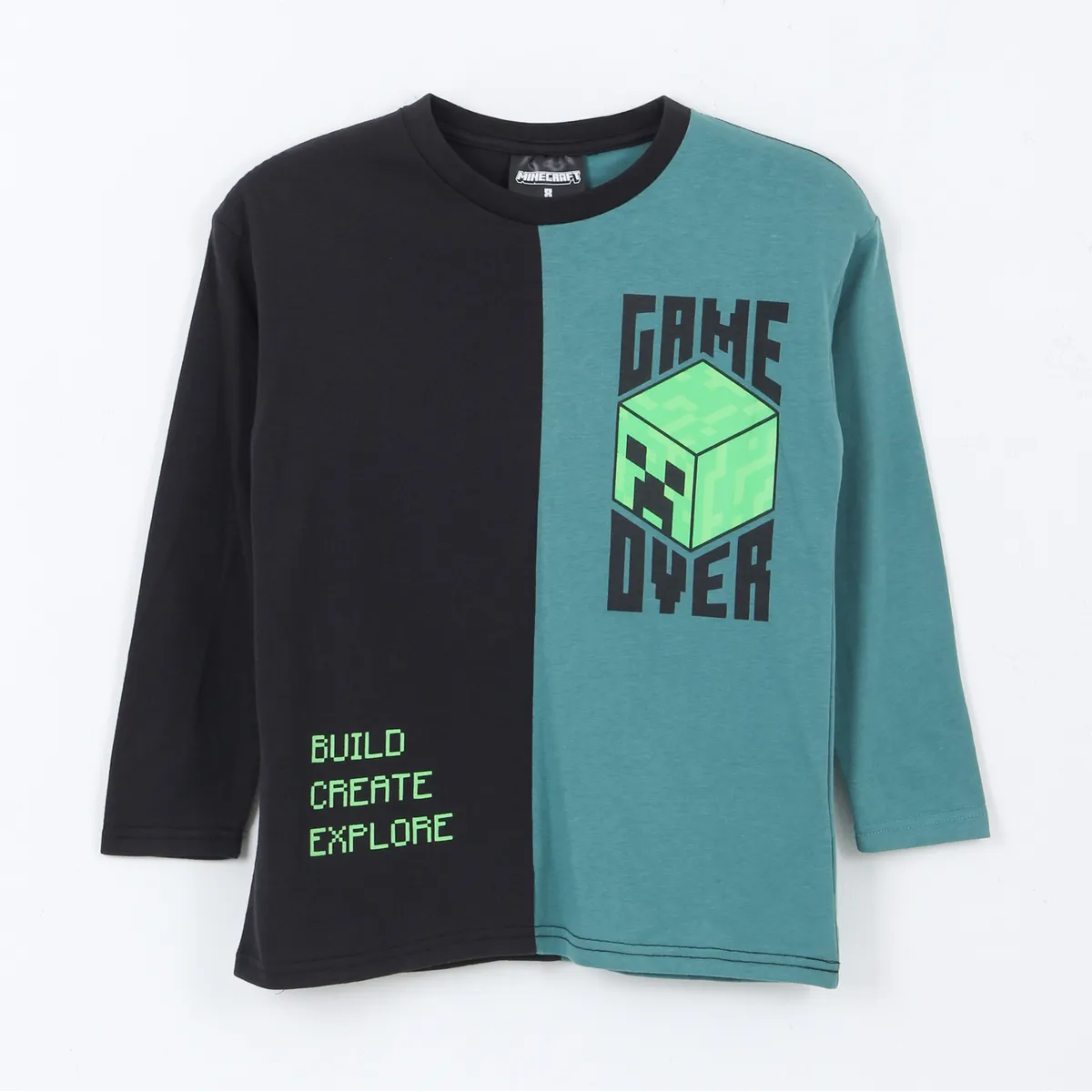 MINECRAFT - Polera Manga Larga Niño Game Over Negro Minecraft