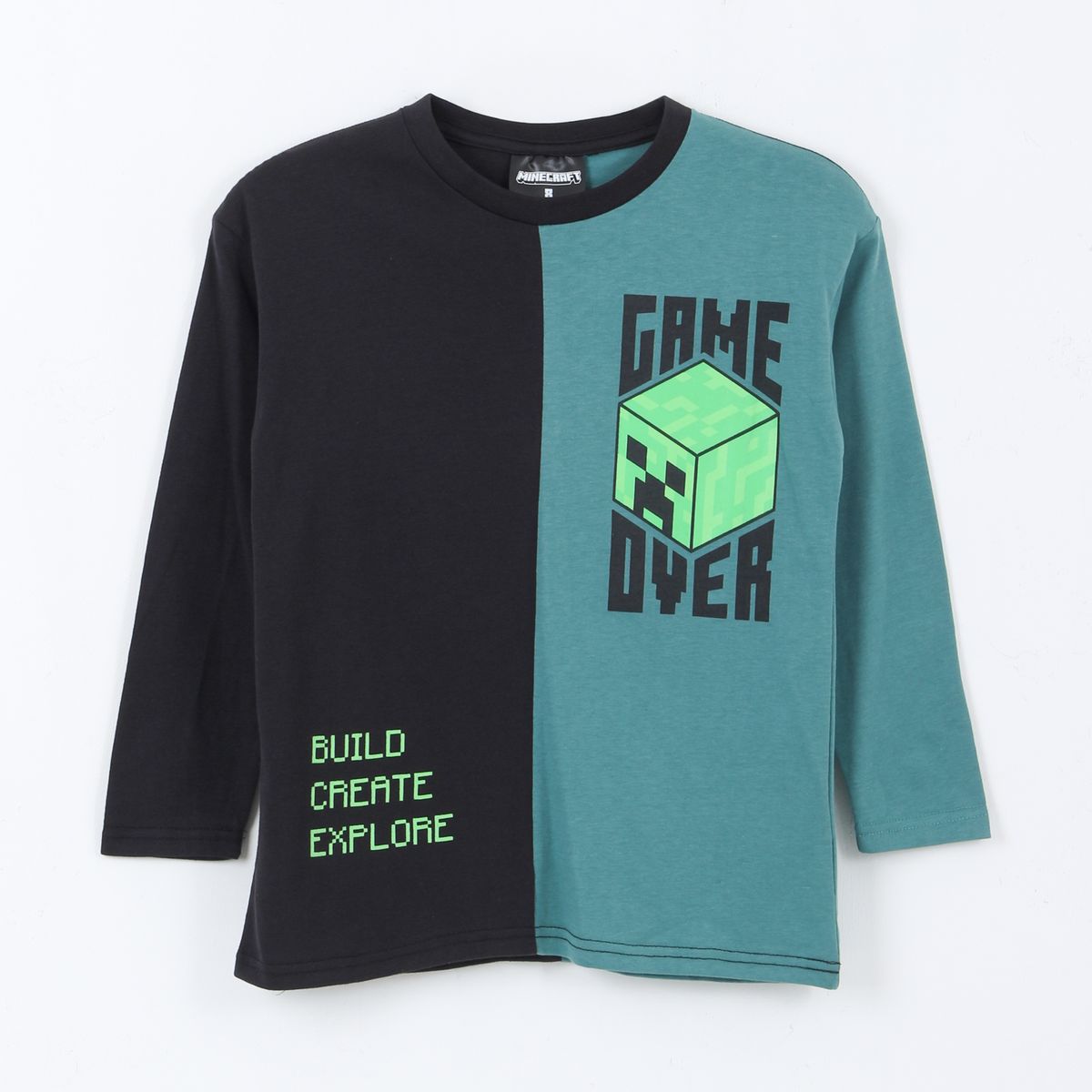 MINECRAFT - Polera Manga Larga Niño Game Over Negro Minecraft
