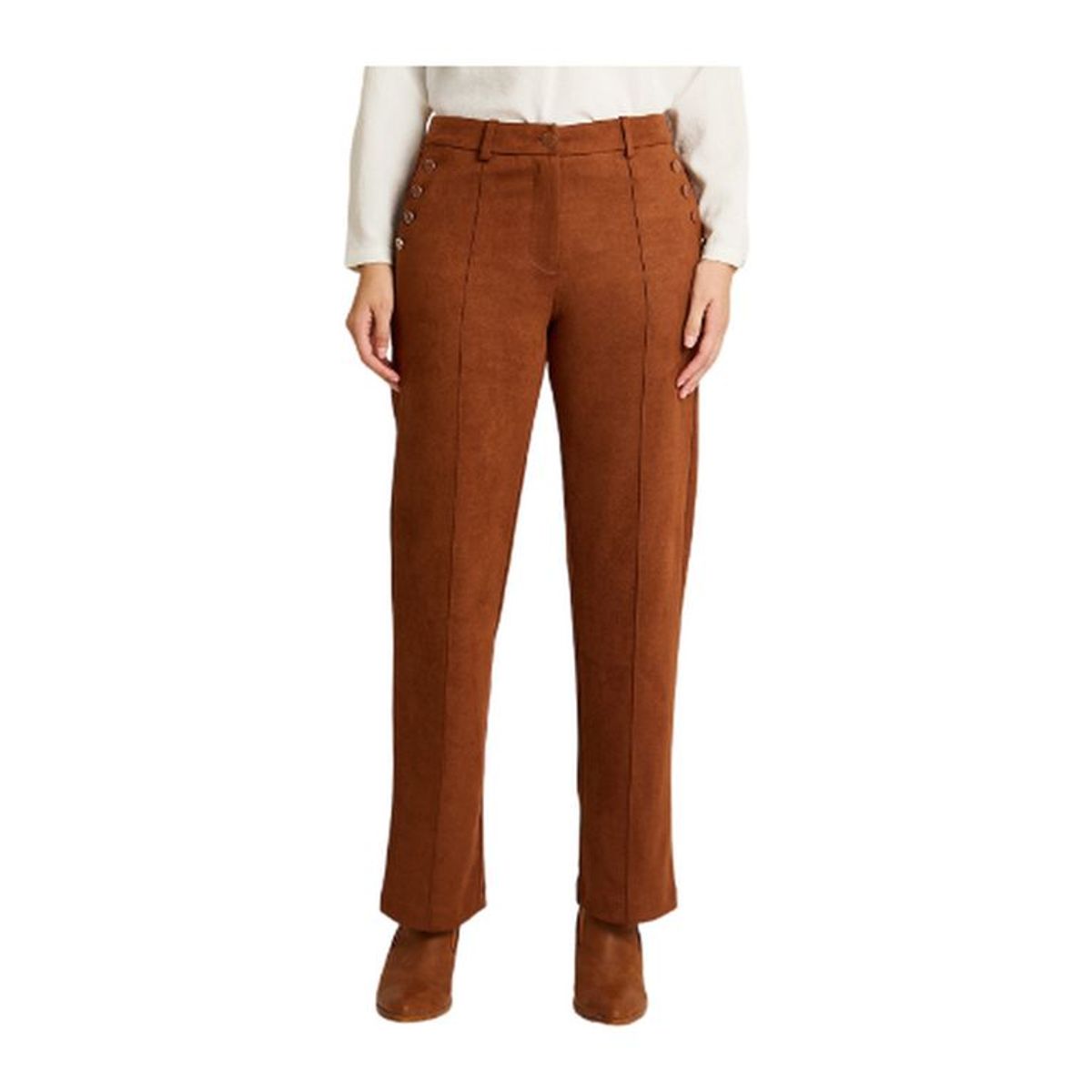 LORENZO DI PONTTI - Pantalon Formal Terracota Elasticidad Nula Sin Forro Calce Normal Tela Plano