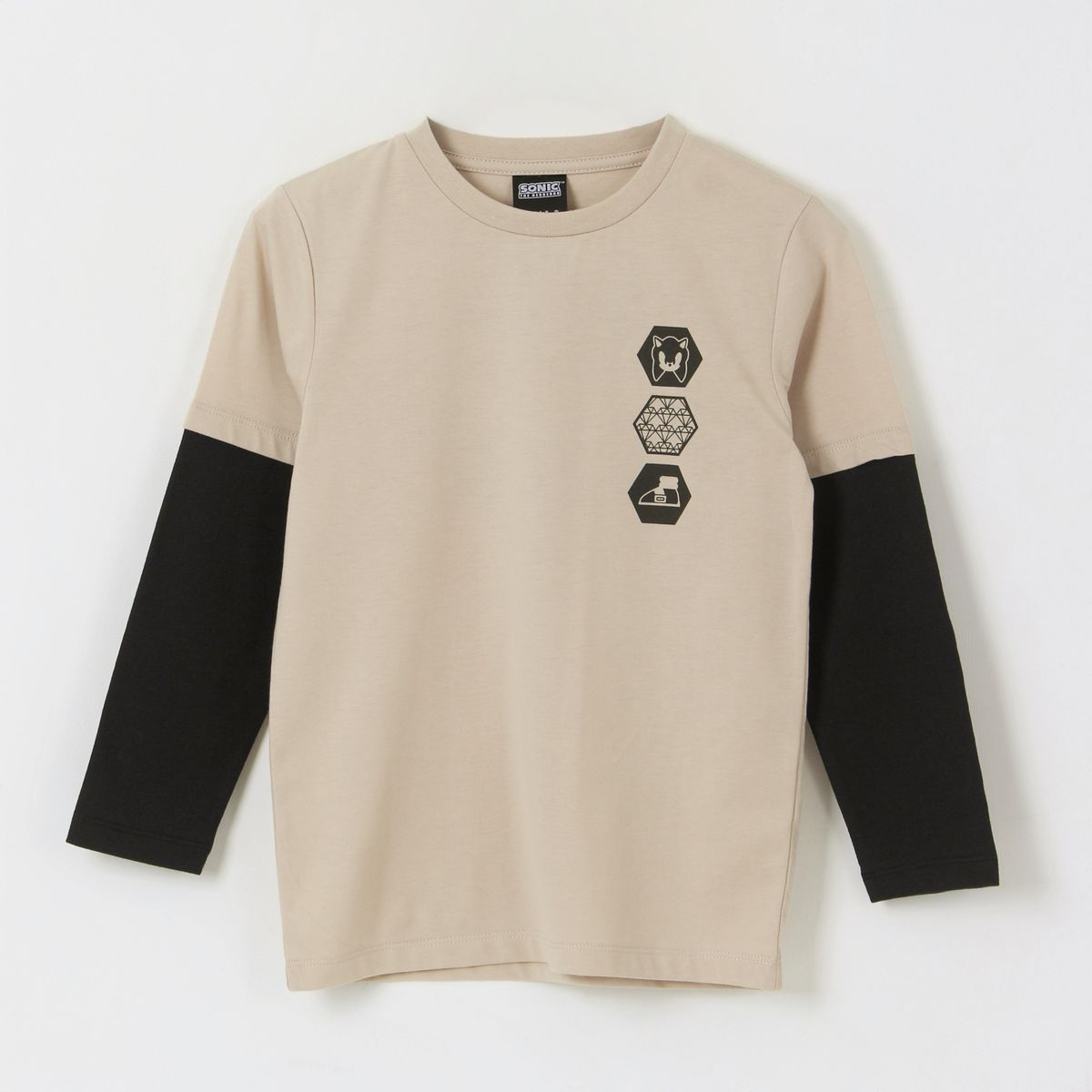 SONIC - Polera Doble Manga Niño Back Print Beige Sonic