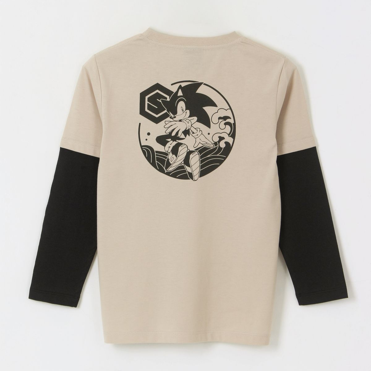 SONIC - Polera Doble Manga Niño Back Print Beige Sonic