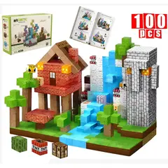 GENERICO - Juguete Bloques Cubos Magneticos Didactico Tipo Mine craft 100pcs Construccion Figuras Geometricas