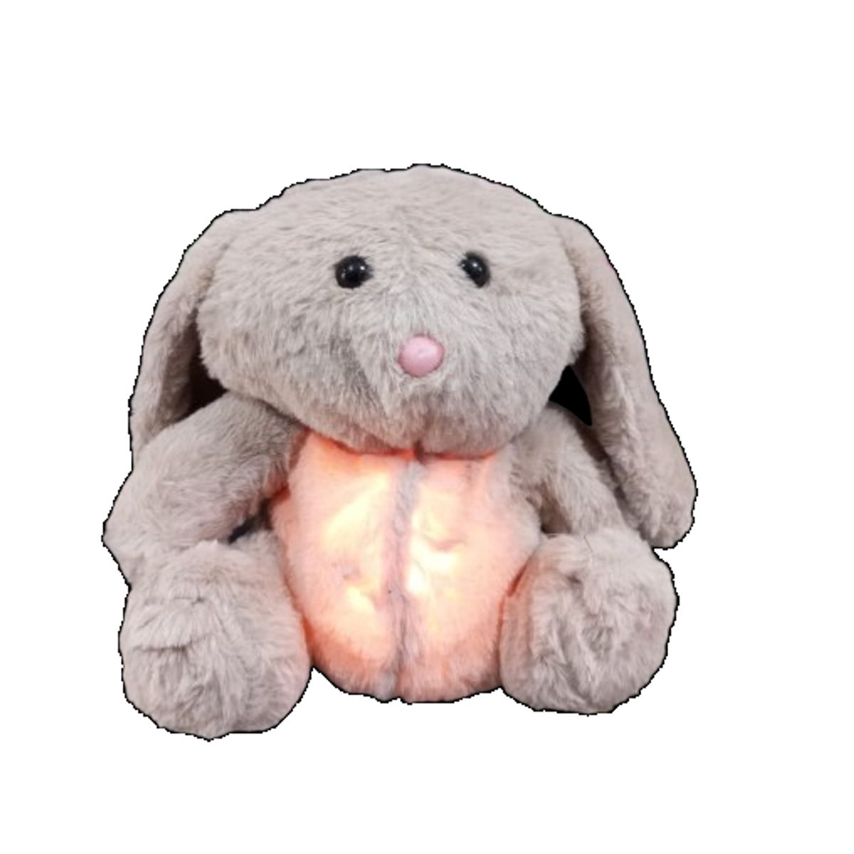 GENERICO - Peluche conejo respira con luz y musica 30cm, toca el boton del pata para prender luz