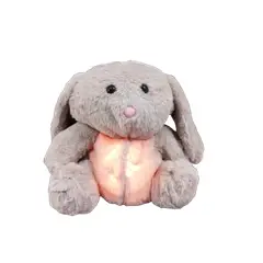 GENERICO - Peluche conejo respira con luz y musica 30cm, toca el boton del pata para prender luz