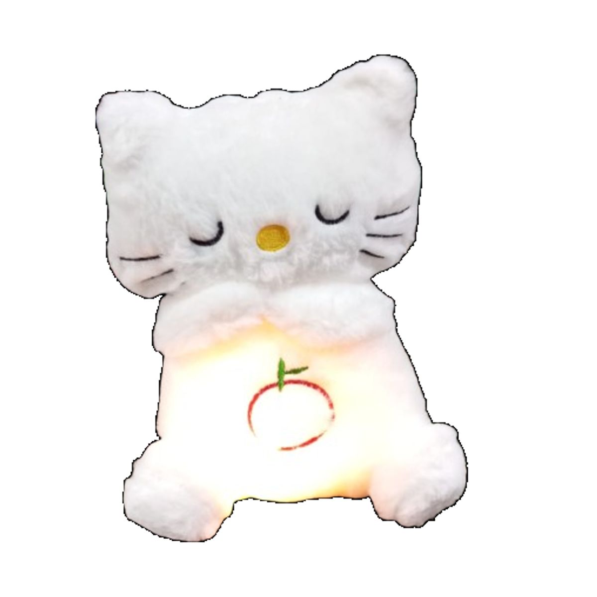 GENERICO - Peluche gato respira con luz y musica 25cm, toca el boton del pata para prender luz.