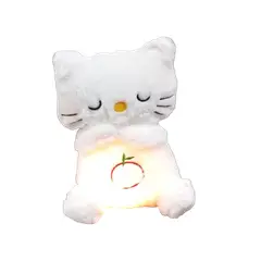 GENERICO - Peluche gato respira con luz y musica 25cm, toca el boton del pata para prender luz.