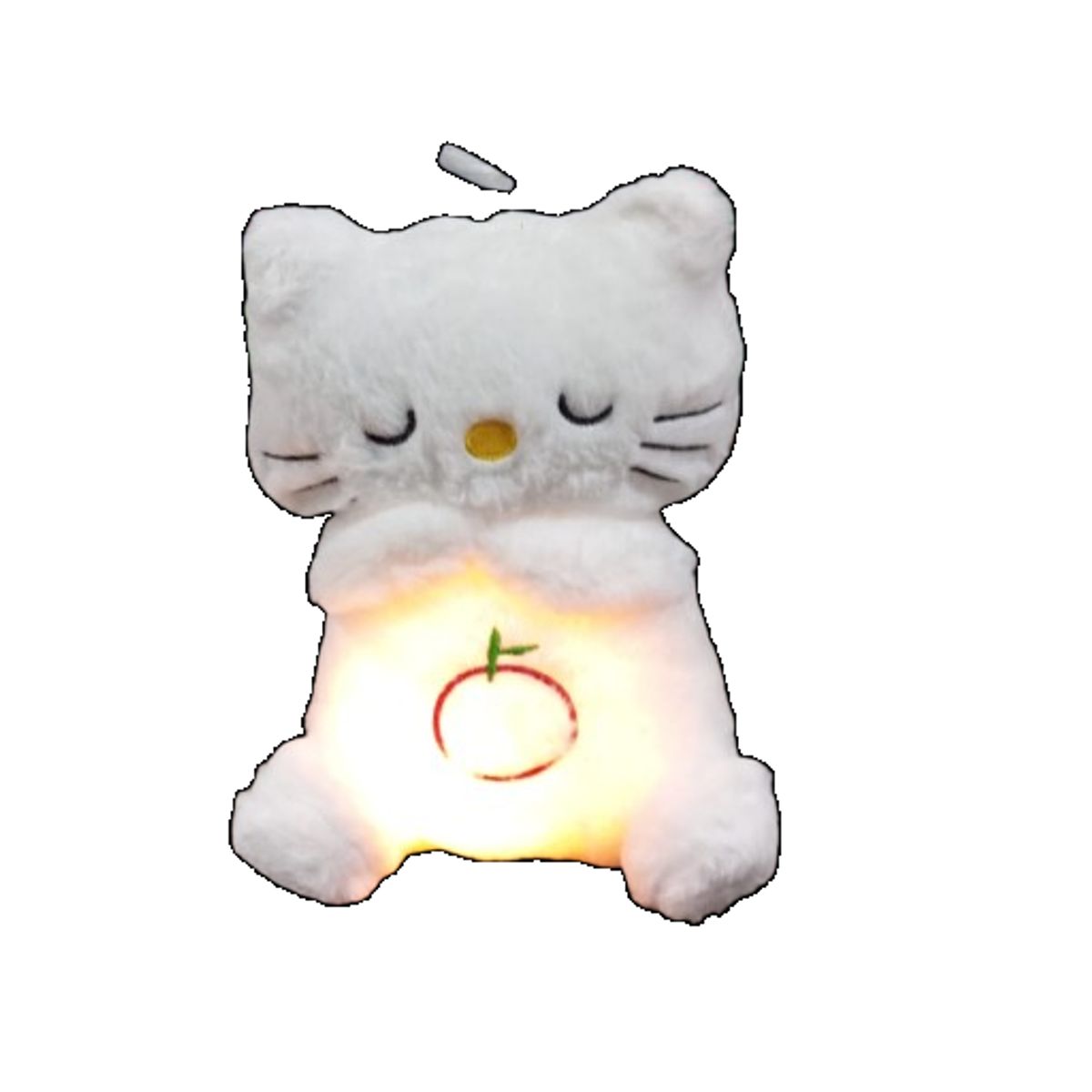 GENERICO - Peluche gato respira con luz y musica 25cm, toca el boton del pata para prender luz.
