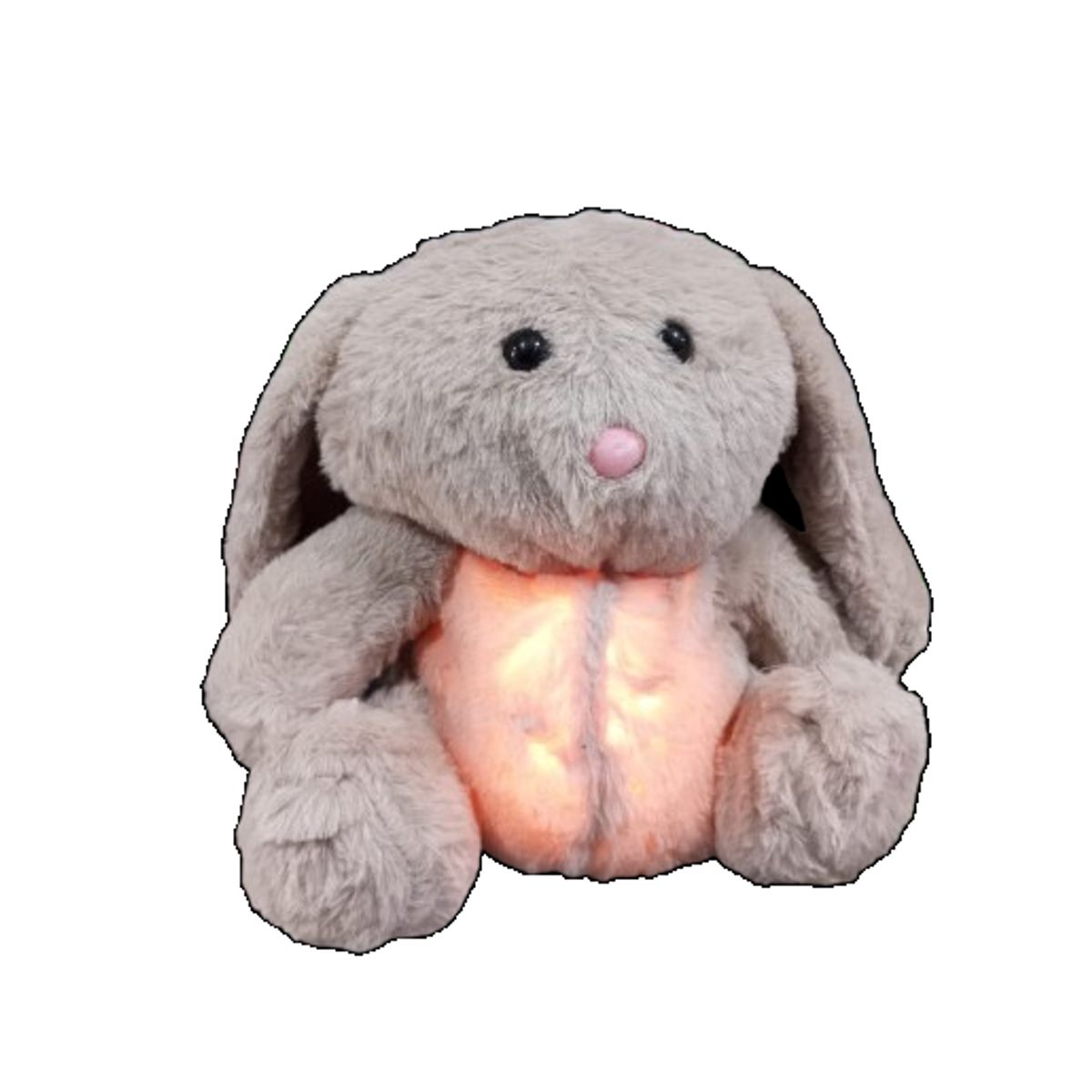 GENERICO - Peluche gato respira con luz y musica 25cm, toca el boton del pata para prender luz.