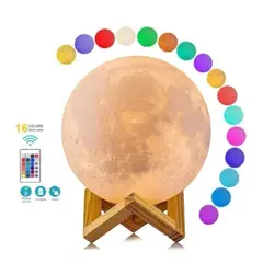 GENERICO - Lámpara Luna 3D LED 12 Colores – Velador Decorativo para Hogar