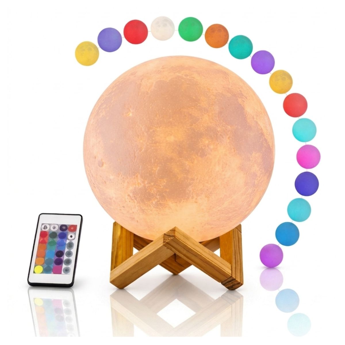 GENERICO - Lámpara Luna 3D LED 12 Colores – Velador Decorativo para Hogar