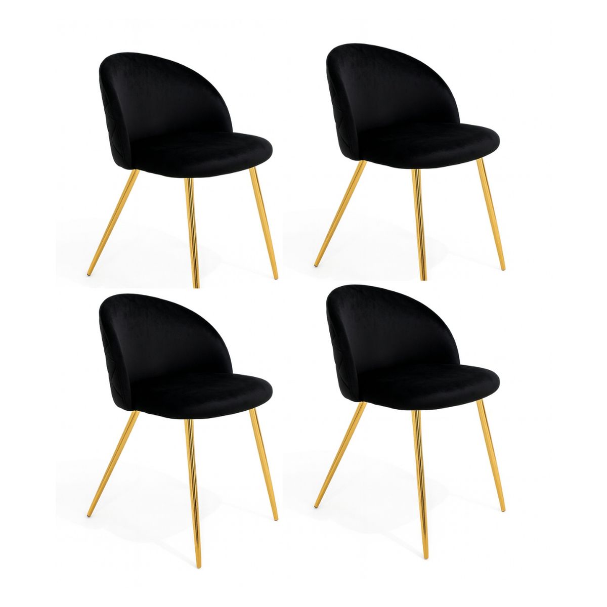 GENERICO - Pack 4 Sillas Tokio Felpa Negra