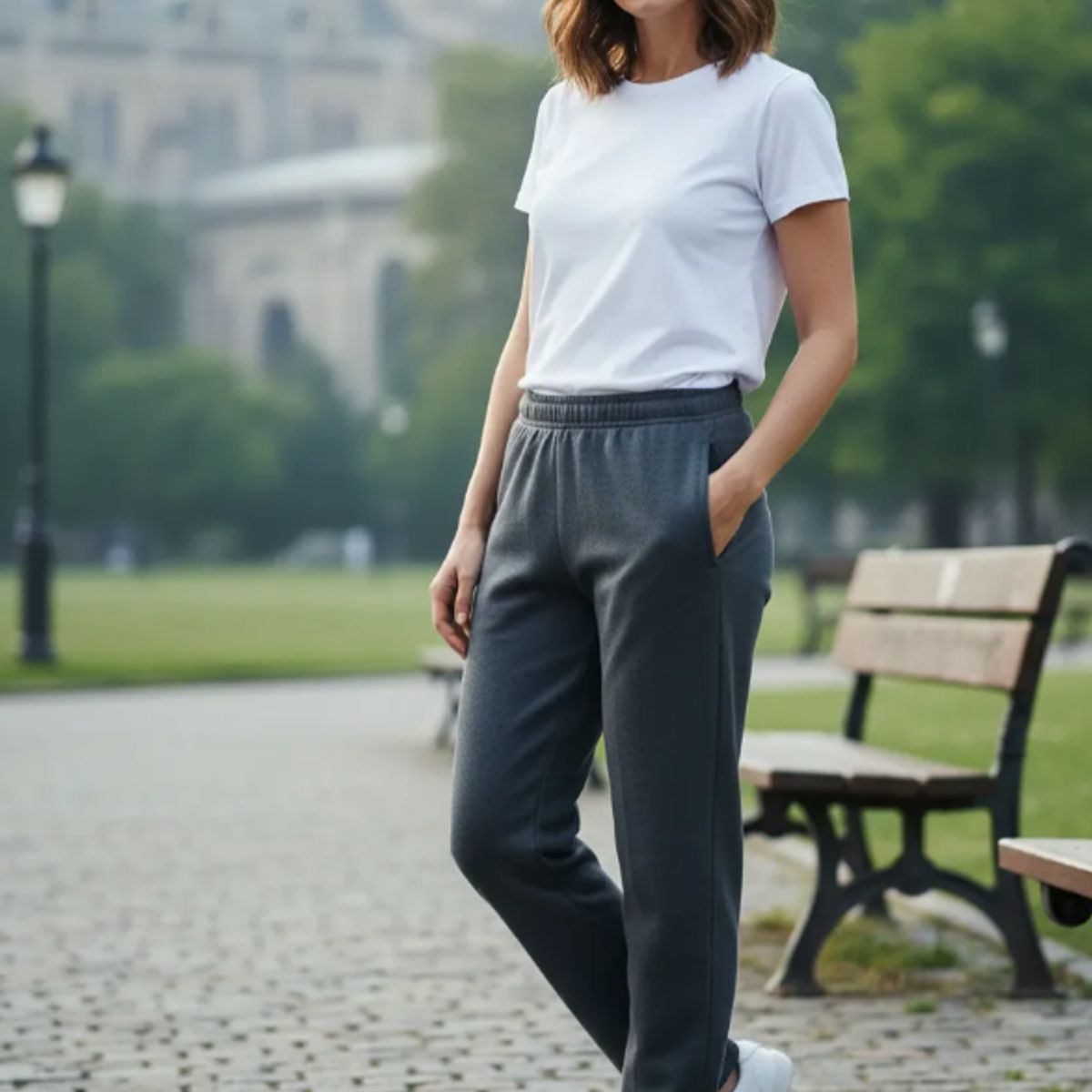 AGW - Pantalón Buzo Recto 100% Algodón Mujer