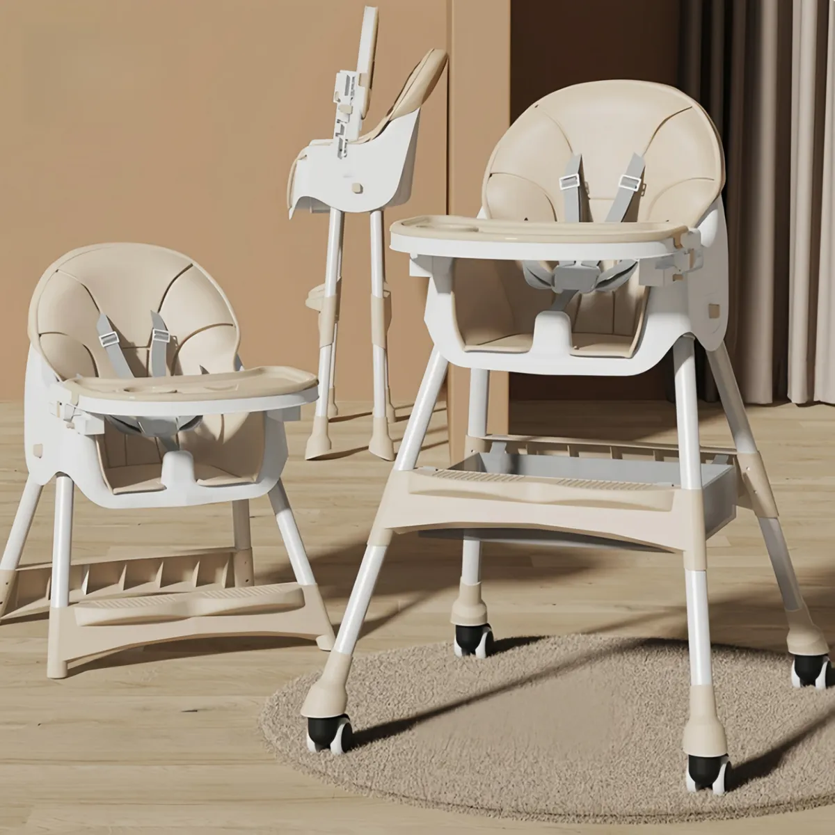 GENERICO - Silla De Comer para bebe 2 En1 Con Ruedas