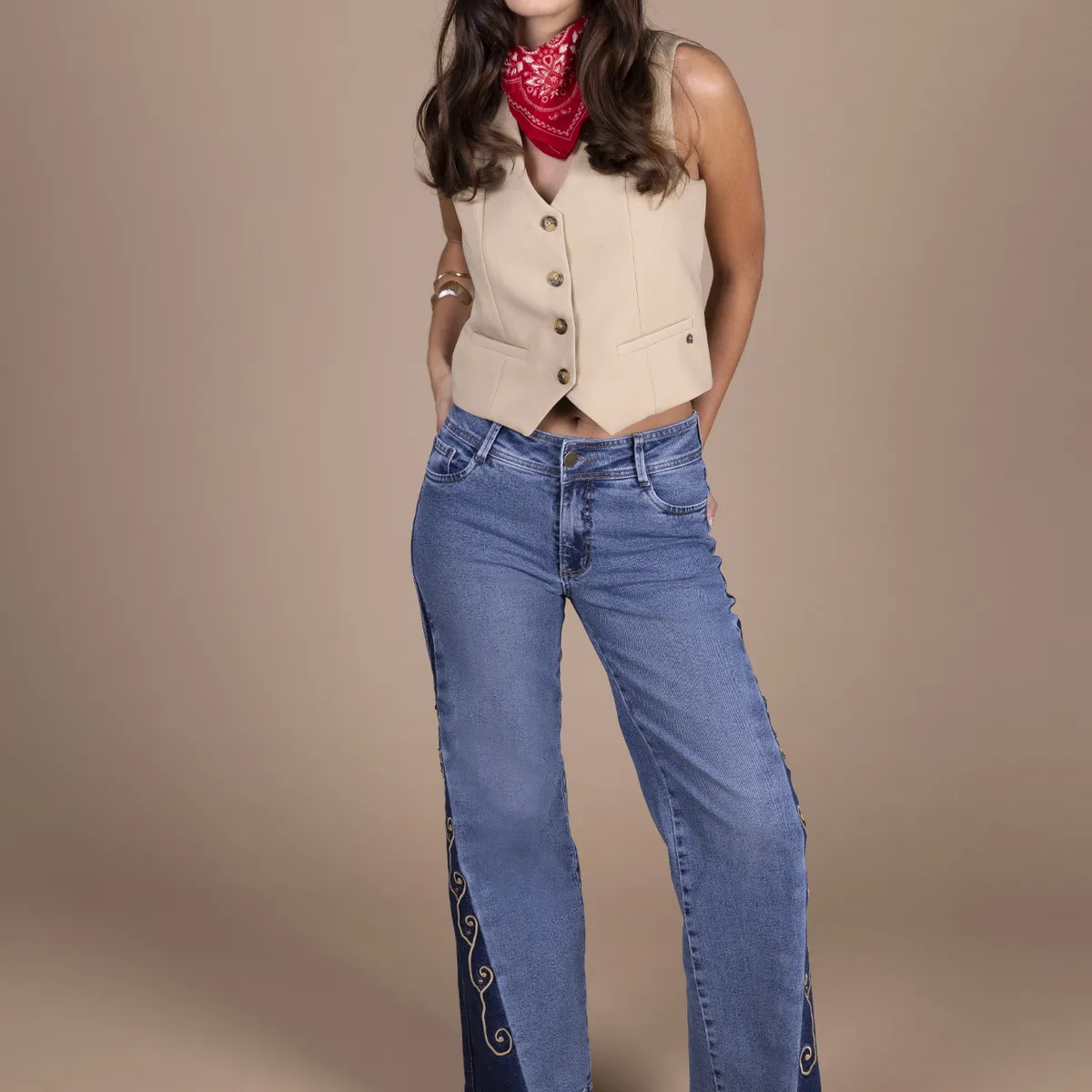 EFESIS - Jeans Palazzo Tiro Medio Mujer