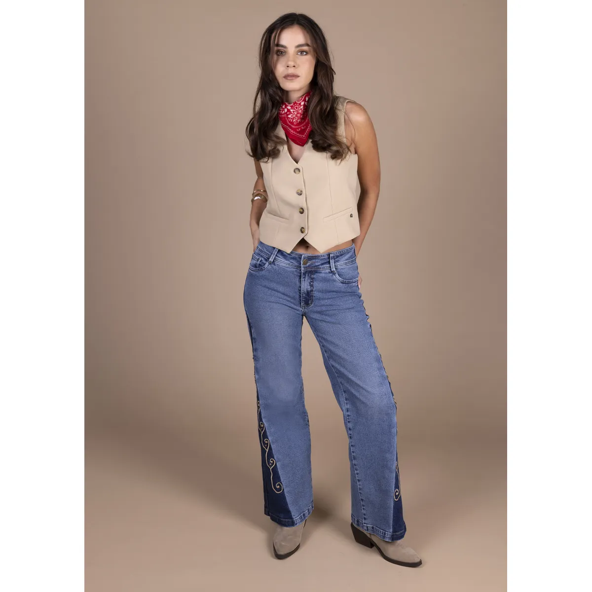 EFESIS - Jeans Palazzo Tiro Medio Mujer