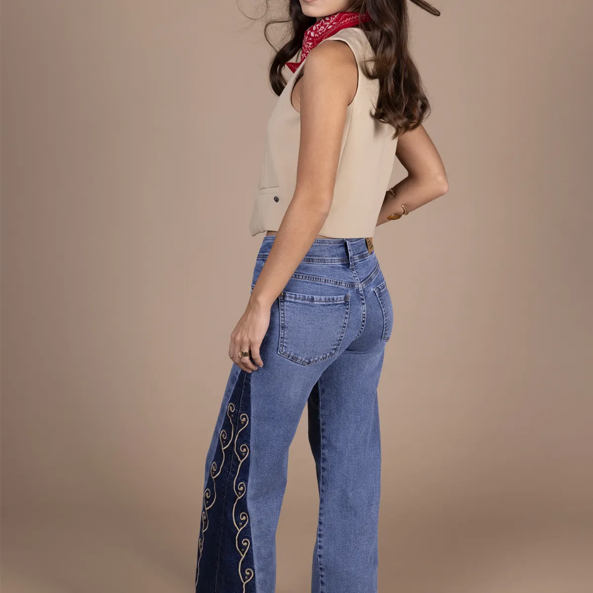 EFESIS - Jeans Palazzo Tiro Medio Mujer