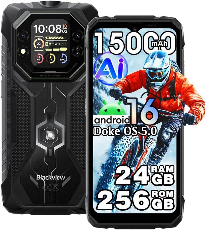 BLACKVIEW ROCK 1 Celular 24GB+256GB 15000mAh Android 16 Smartphone