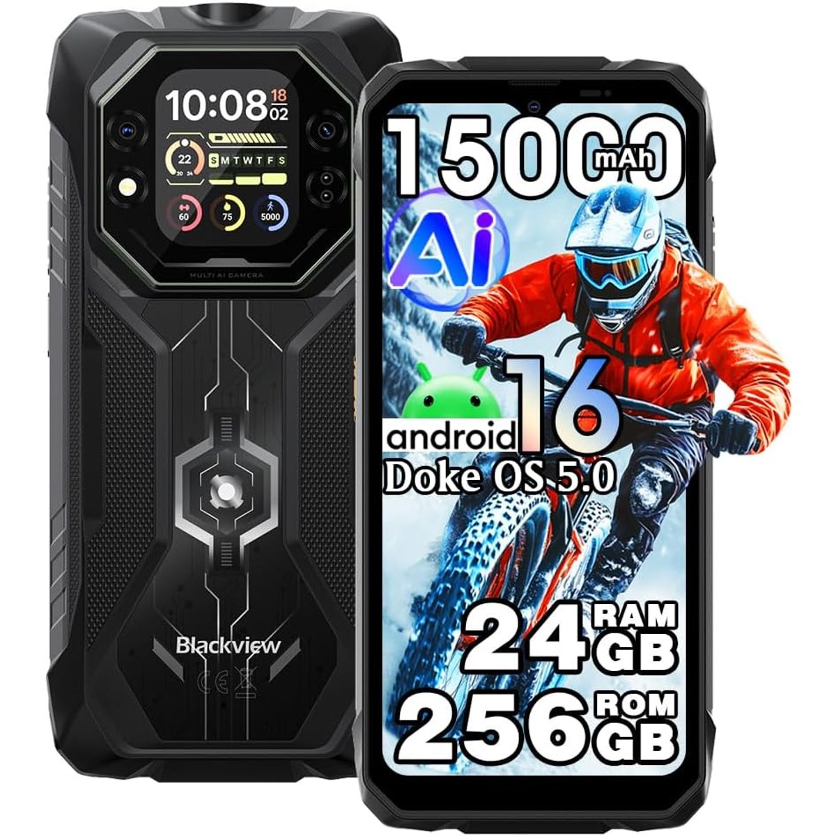 BLACKVIEW - Blackview ROCK 1 Celular 24GB+256GB 15000mAh Android 16 Smartphone