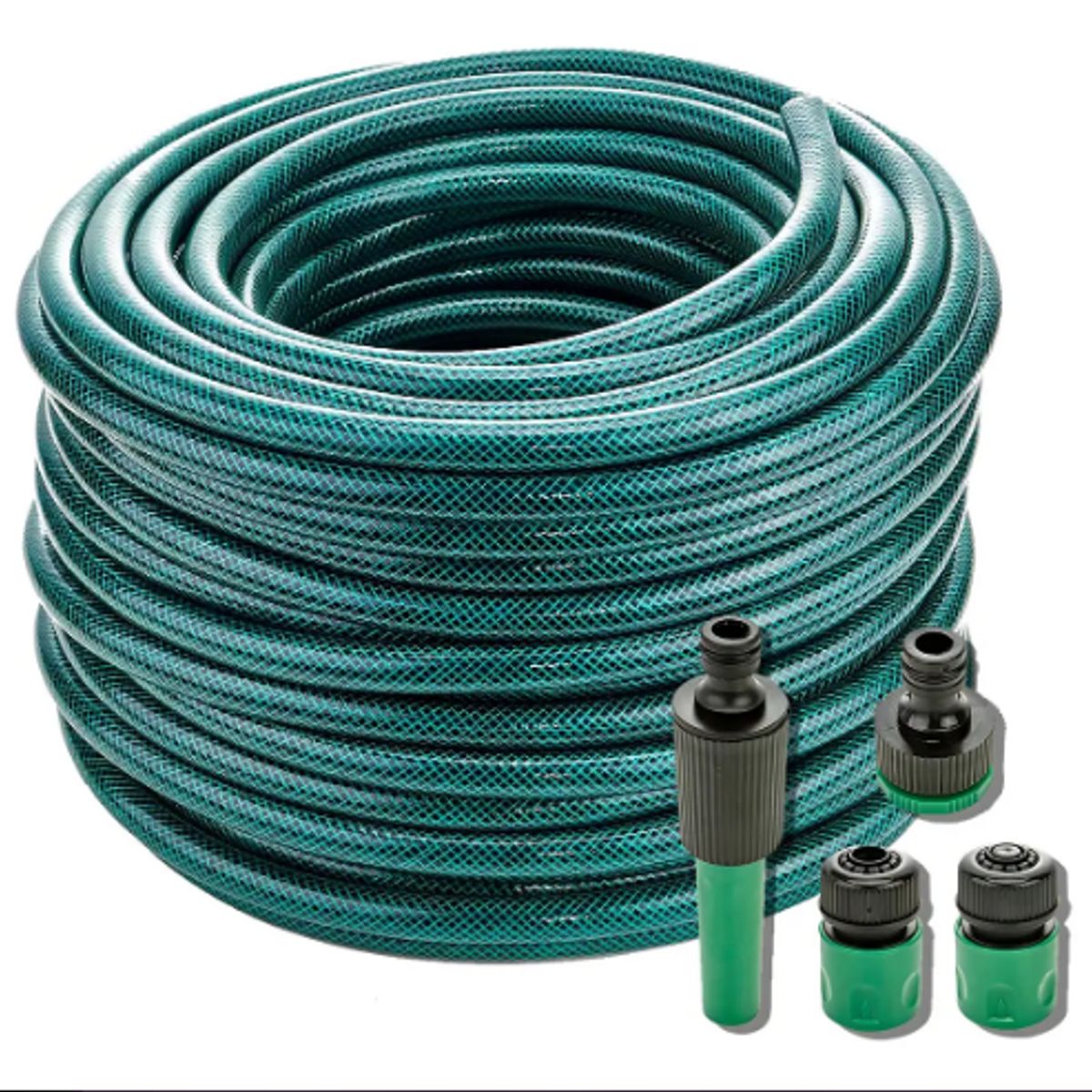 GENERICO - Manguera De Jardín 12 Diámetro Boquilla + Accesorios 15mts Color Verde