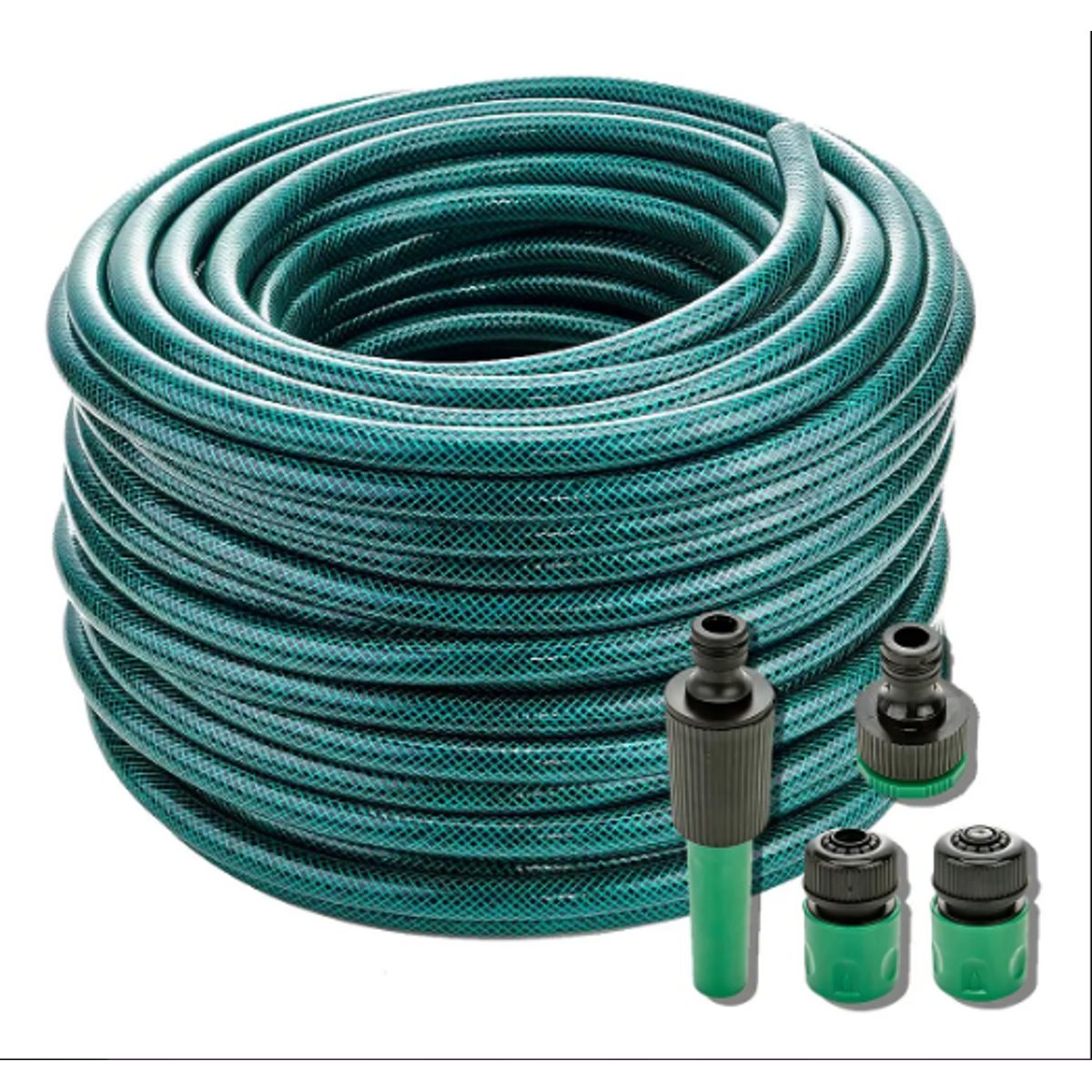 GENERICO - Manguera De Jardín 12 Diámetro Boquilla + Accesorios 15mts Color Verde