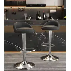 GENERICO - Pack 2 Silla Silla Bar Round Negro puro / Plateado