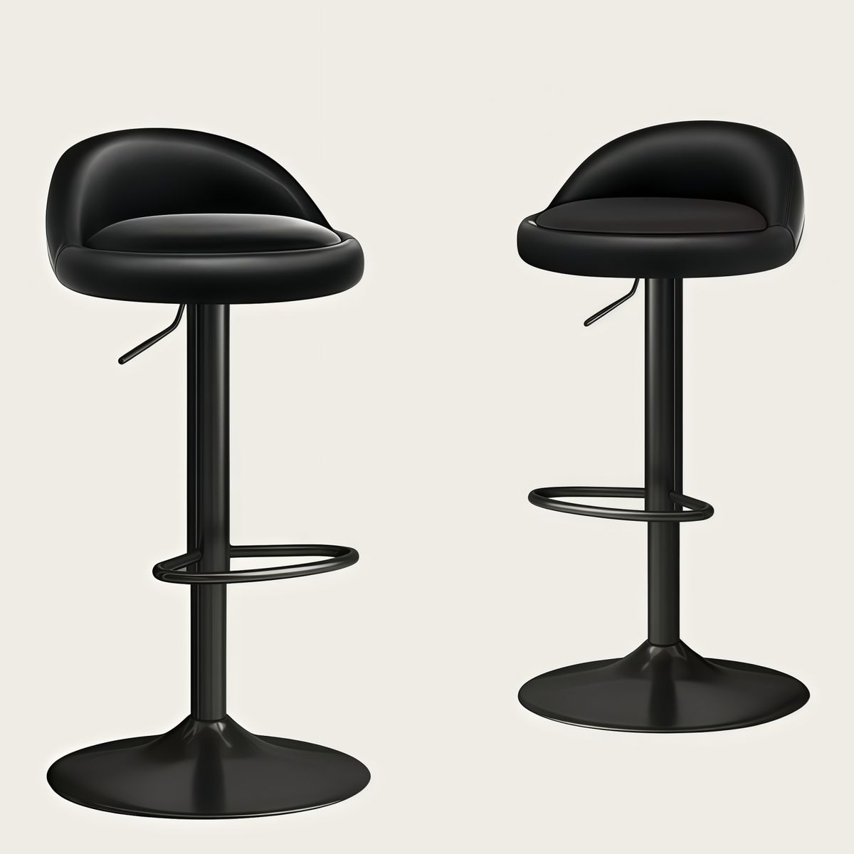 GENERICO - Pack 2 Silla Silla Bar Round Negro puro / Plateado