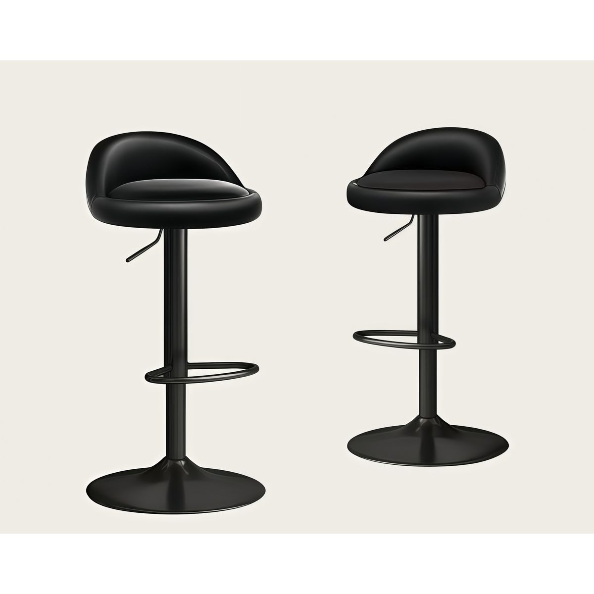 GENERICO - Pack 2 Silla Silla Bar Round Negro puro / Plateado