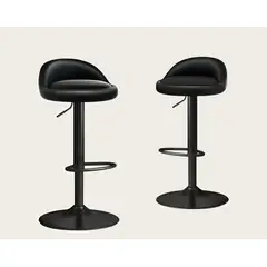 GENERICO - Pack 2 Silla Silla Bar Round Negro puro / Plateado