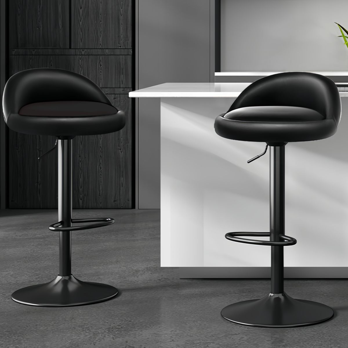 GENERICO - Pack 2 Silla Silla Bar Round Negro puro / Plateado