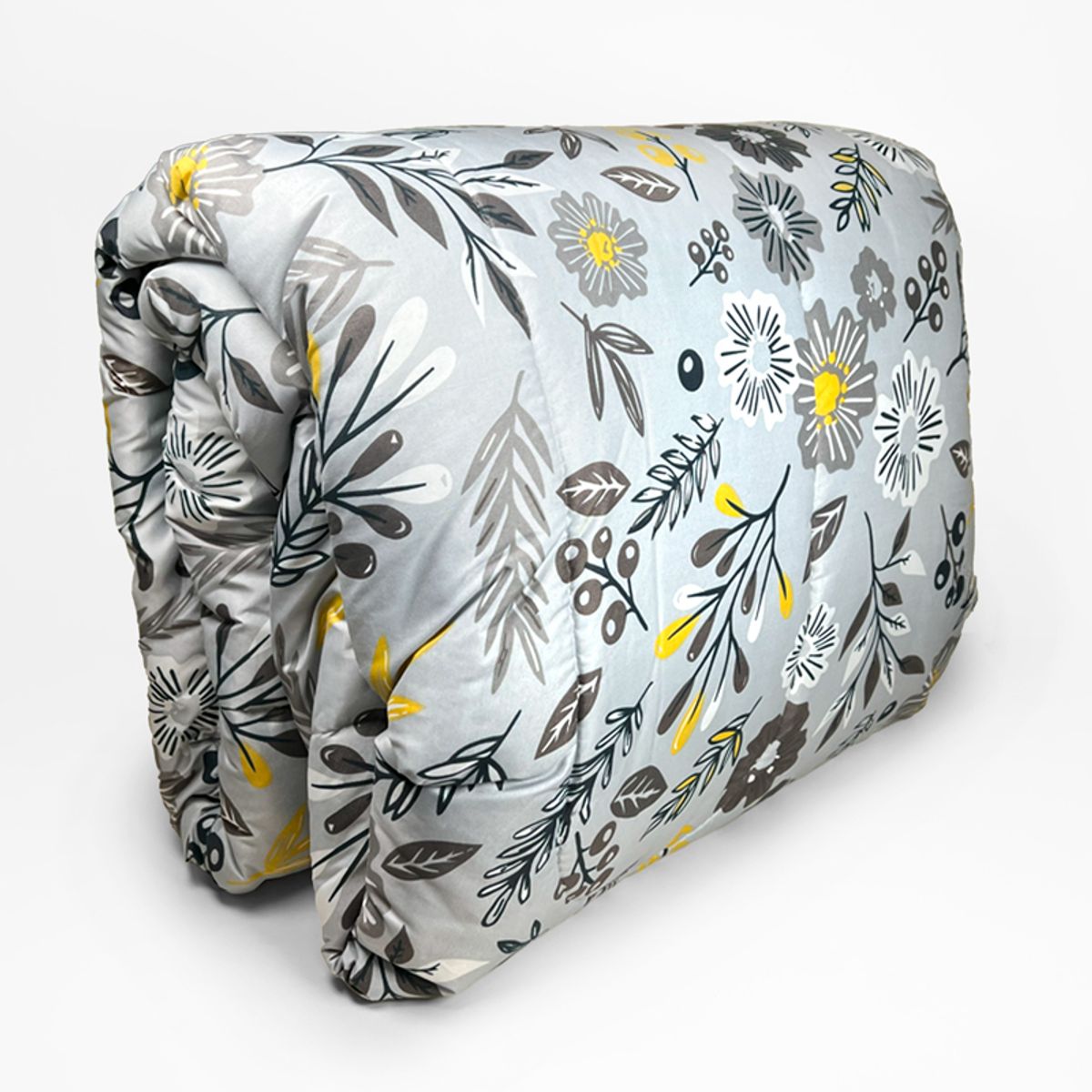 KEYHOME - CUBRECAMA PLUMON ESTAMPADO FLORES GRISES KEY HOME 2 PLAZAS