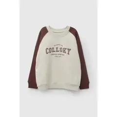COLLOKY - Polerón manga raglan niño burdeo 3/4A a 12/13A
