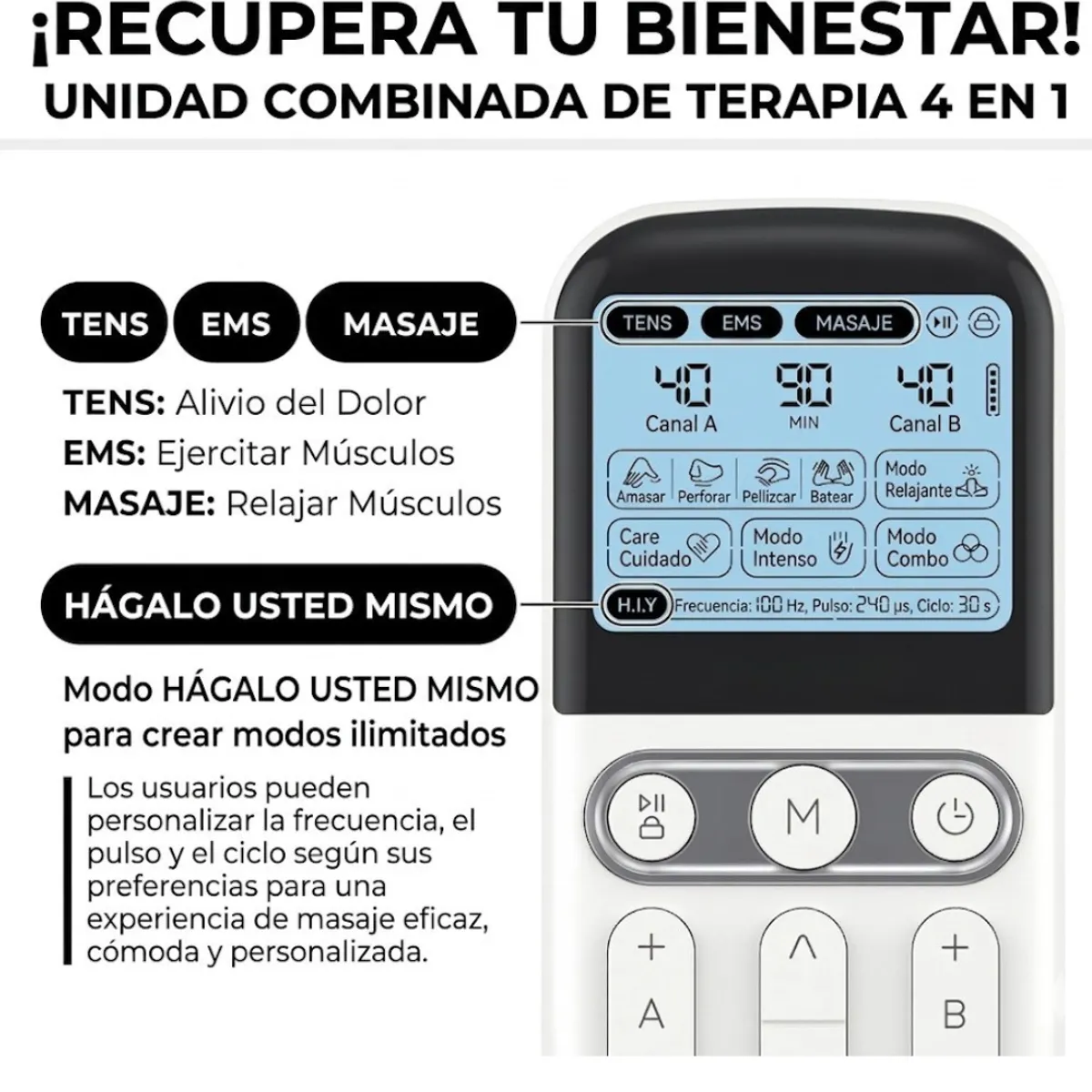 GENERICO - Tens Electroestimulador Musculo Electroterapia Portátil