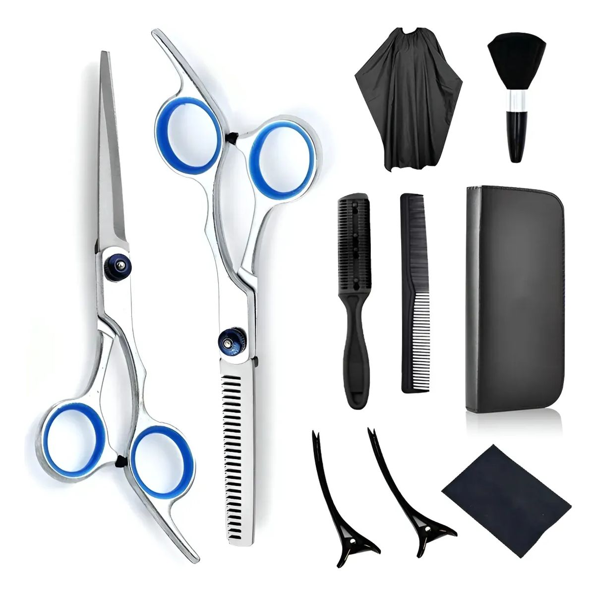 GENERICO - 10pc Set Tijera Cortar Pelo Entresacadora Cabello Peluquería Plateado