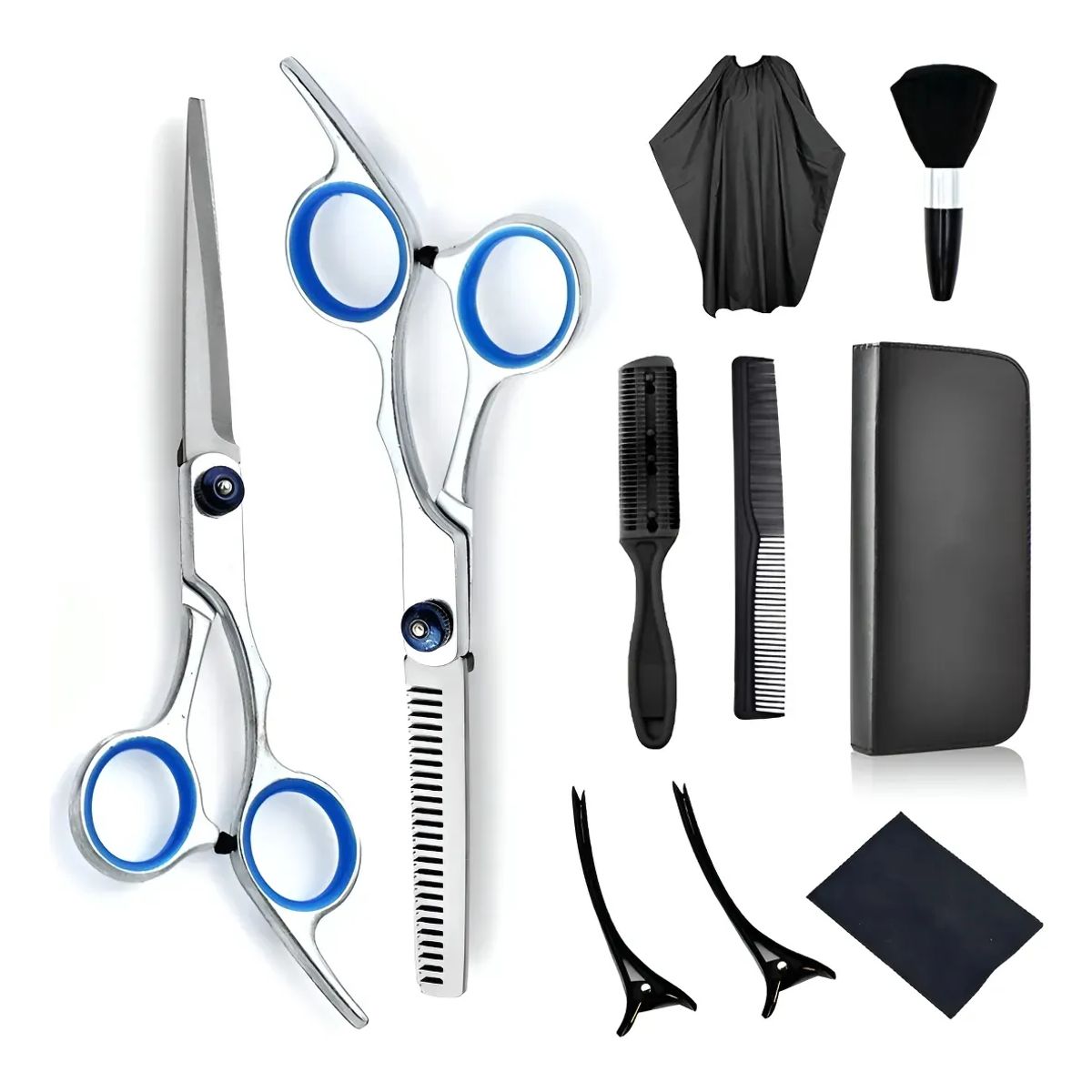 GENERICO - 10pc Set Tijera Cortar Pelo Entresacadora Cabello Peluquería Plateado