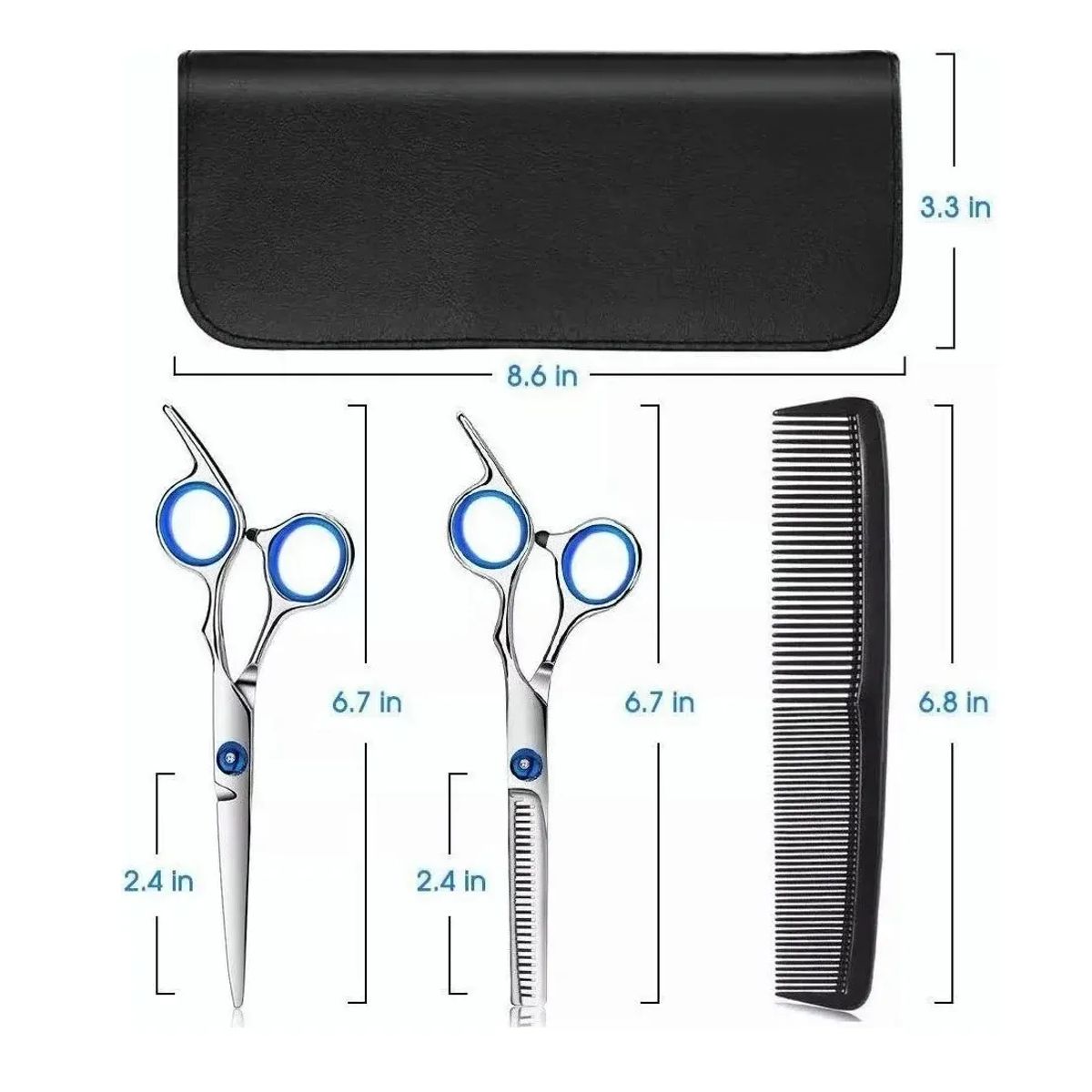 GENERICO - 10pc Set Tijera Cortar Pelo Entresacadora Cabello Peluquería Plateado