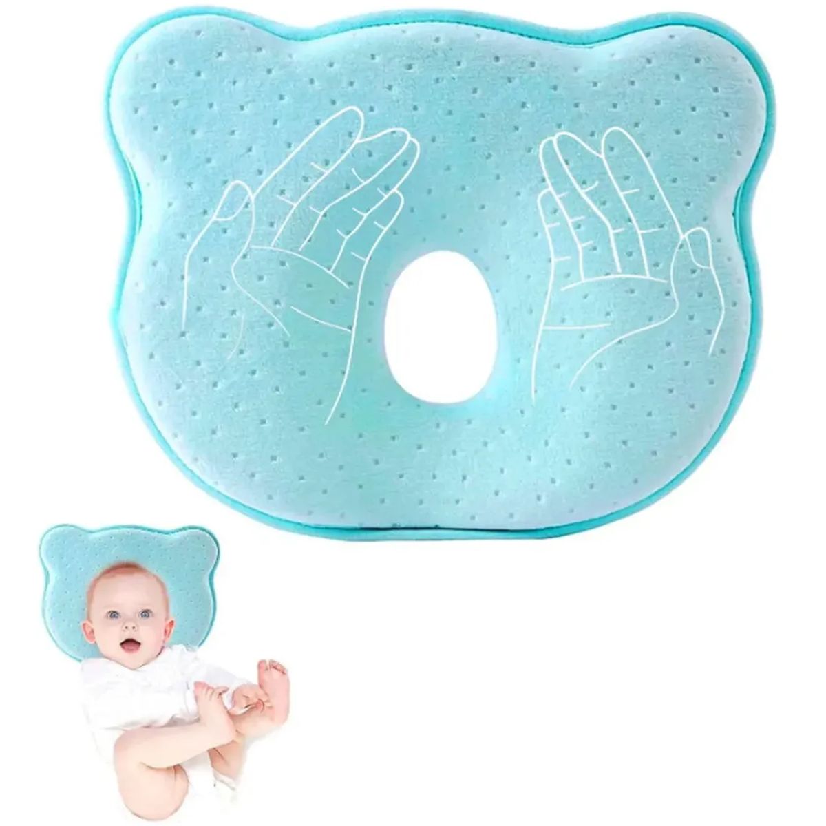 GENERICO - Almohadas Para Bebés Anti-plagiocefalia Cabeza Moldeador Color Azul