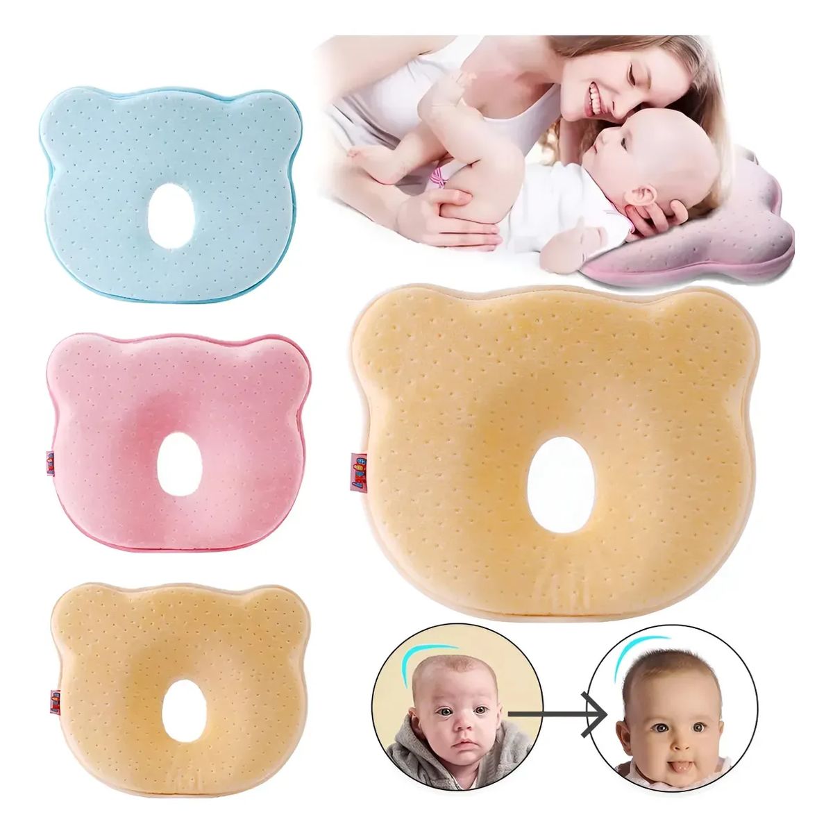 GENERICO - Almohadas Para Bebés Anti-plagiocefalia Cabeza Moldeador Color Amarillo