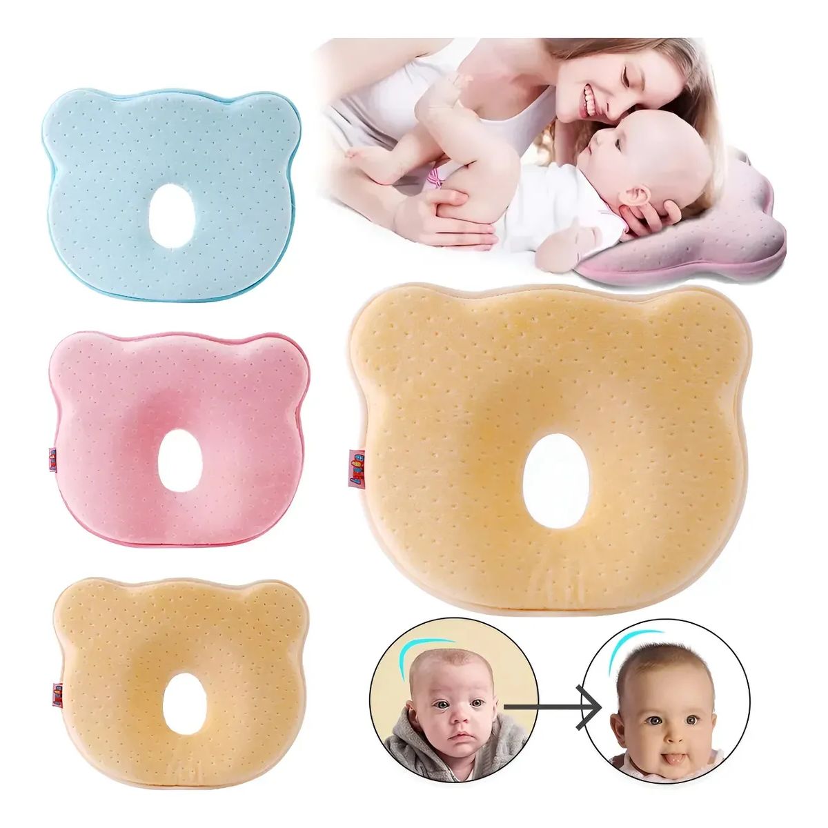 GENERICO - Almohadas Para Bebés Anti-plagiocefalia Cabeza Moldeador Color Amarillo