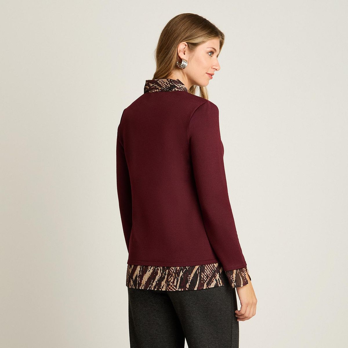 LORENZO DI PONTTI - Polera Estampada Mujer Burdeo