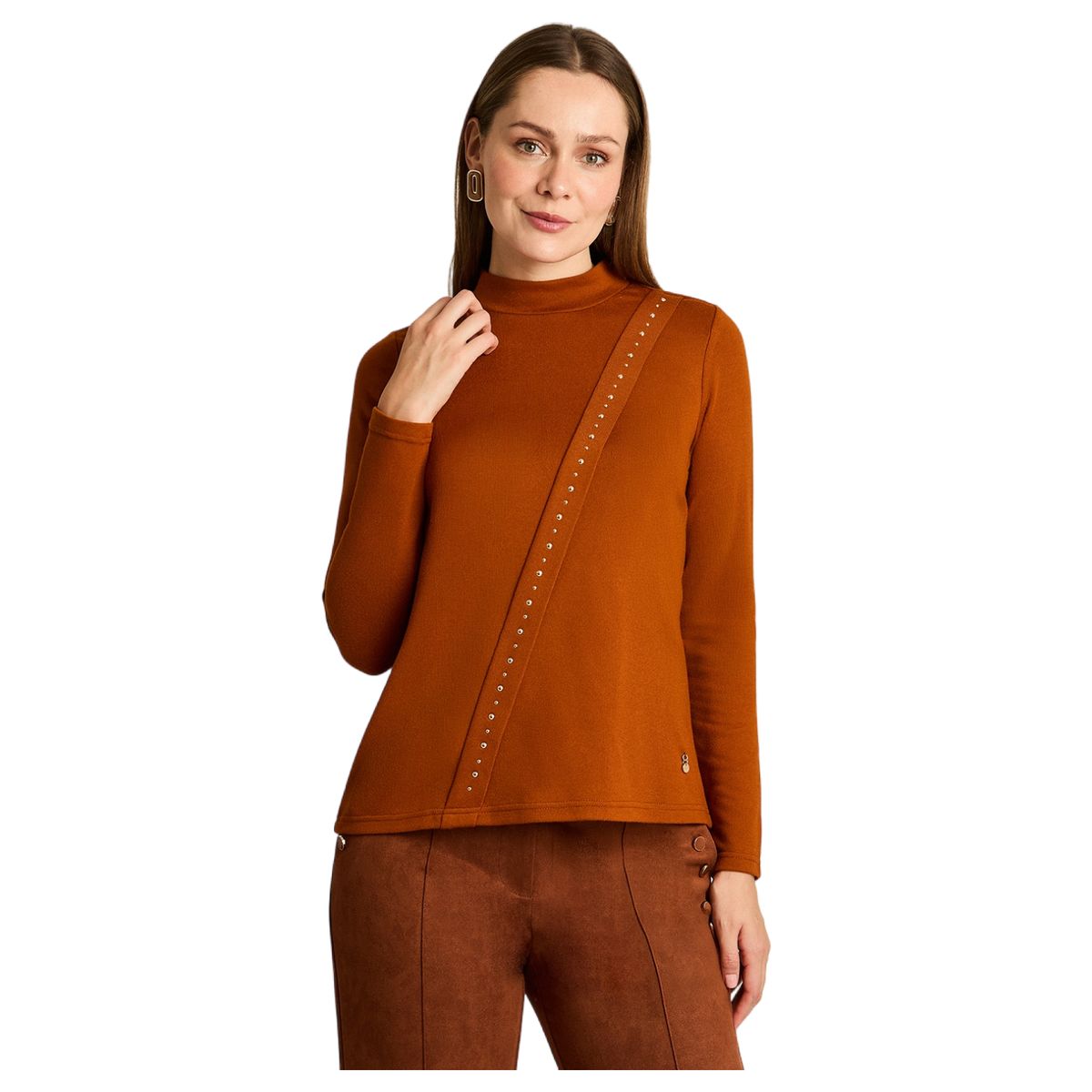 LORENZO DI PONTTI - Polera Manga Larga Mujer Terracota
