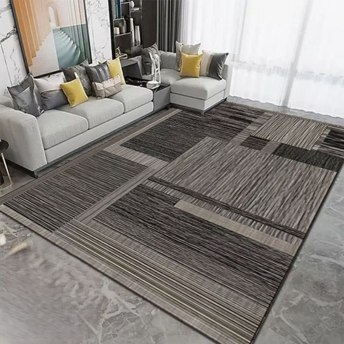 GENERICO - ALFOMBRA PARA LIVING ANTIDESLIZANTE CON DISEÑOS TRIDIMENCIONALES