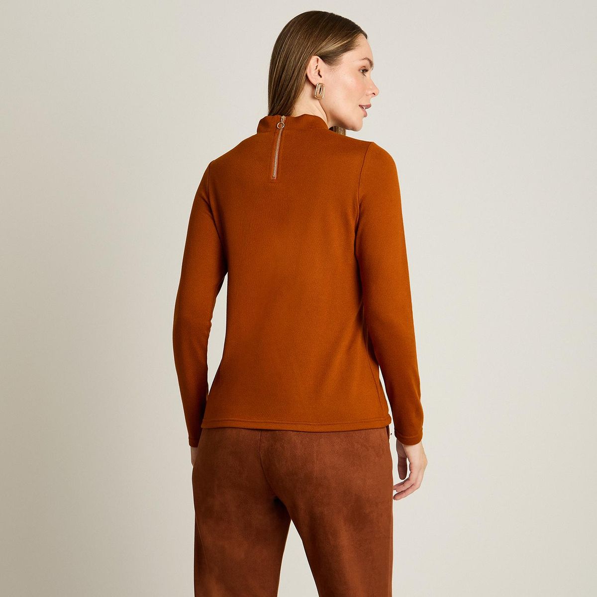 LORENZO DI PONTTI - Polera Manga Larga Mujer Terracota